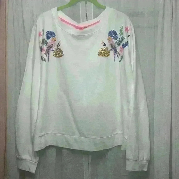 NWOT Lilly Pulitzer Large Sheridan Sweatshirt w Sequins and Embroidery Item# 2L - Picture 4 of 7
